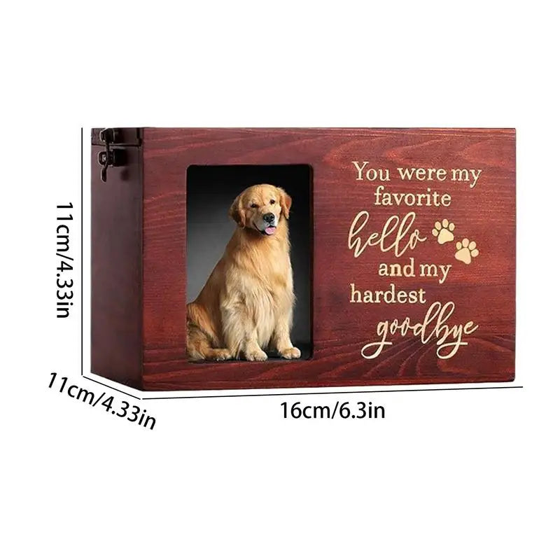 Dog or Cat Urn Wooden Urn For Ashes With Photo Display Cremation Box For Ashes Pet Memorial Box For Cats Dogs