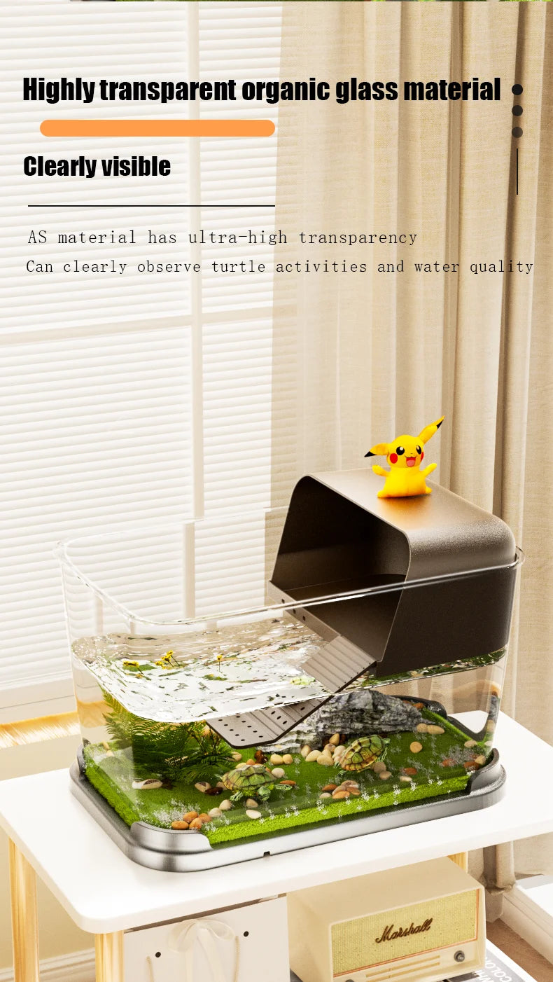 New Household Brazilian Turtle Ecological Landscape Tank Turtle Specific Feeding Tank With Tape Platform Amphibious Turtle Tanks