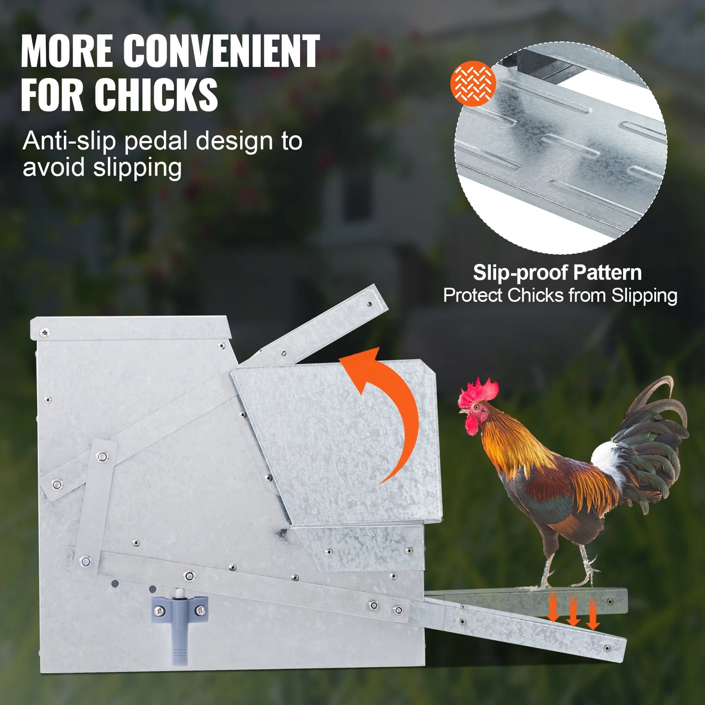 VEVOR Automatic Chicken Feeder 25 lbs Capacity Feeds 10 Chickens up to 11 Days Galvanized Steel Poultry Feeder