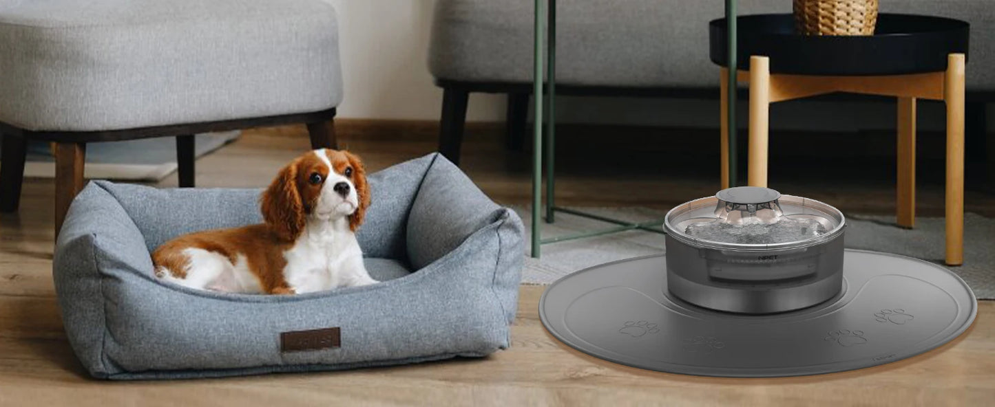 NPET Waterproof Silicone Dog Food Mat for DF10 Dog Fountain, Slip Resistant Dishwasher Safe Pet Feeding Mat,(28" x 2 1.26")