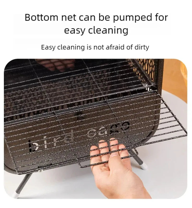 New bird cage parrot bird cage panoramic acrylic cage splash proof viewing flying cloud villa home birdcage display cage