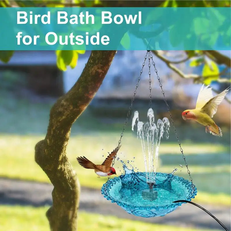 Bird Bath For Outside Hummingbird Hangable Food Feeder USB Charging Hangable Bird Feeder And Bath With Fountain Pump