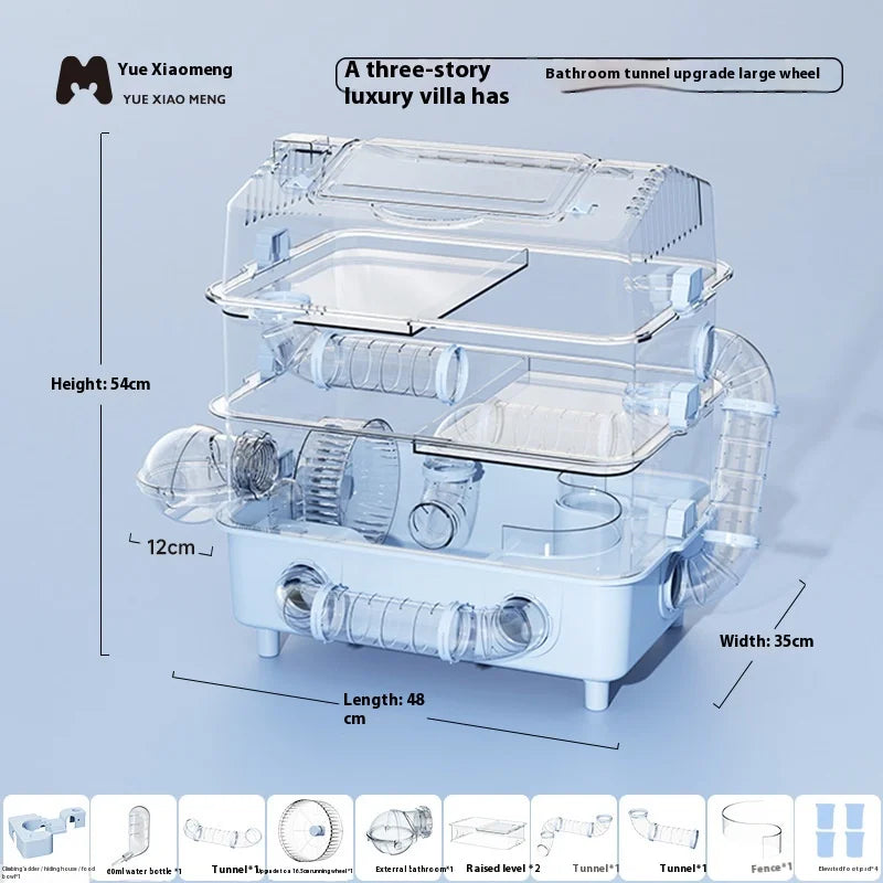 Hamster Cage Large Luxury Villa Three-layer Acrylic Panoramic Transparent Golden Bear Special Nest