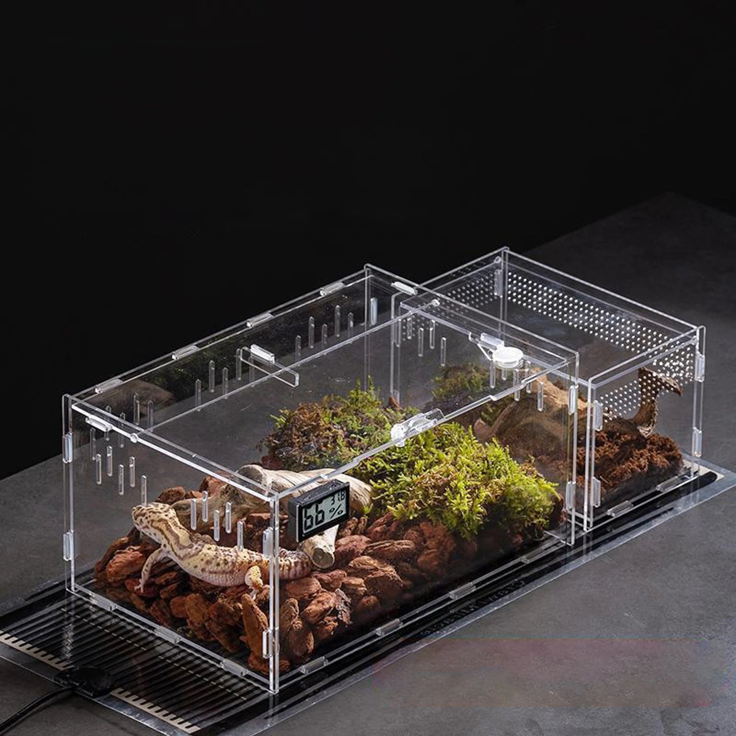 Acrylic Transparent Reptile Terrarium Breeding Box Turtle Cage Nano Arboreal Tarantula Bearded Dragon Reptiles Habitat