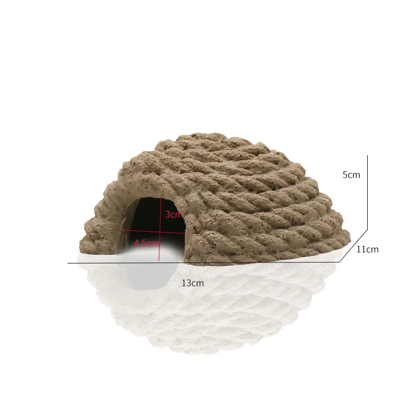 Resin Reptile Hide Cave Terrarium Decoration Lizards Snake Turtle Shelter Hide Rest Cave Reptiles Box Aquarium Landscape Decor