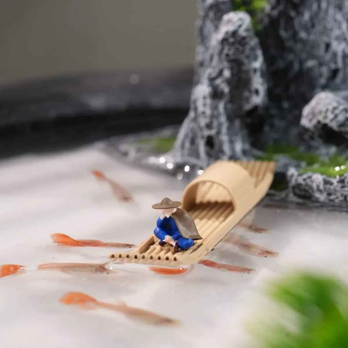 Floating Mini Boats Simulation Bamboo Raft for Fish Tank Bonsai Micro Landscape Decor Creative Decoration Aquarium Accessories