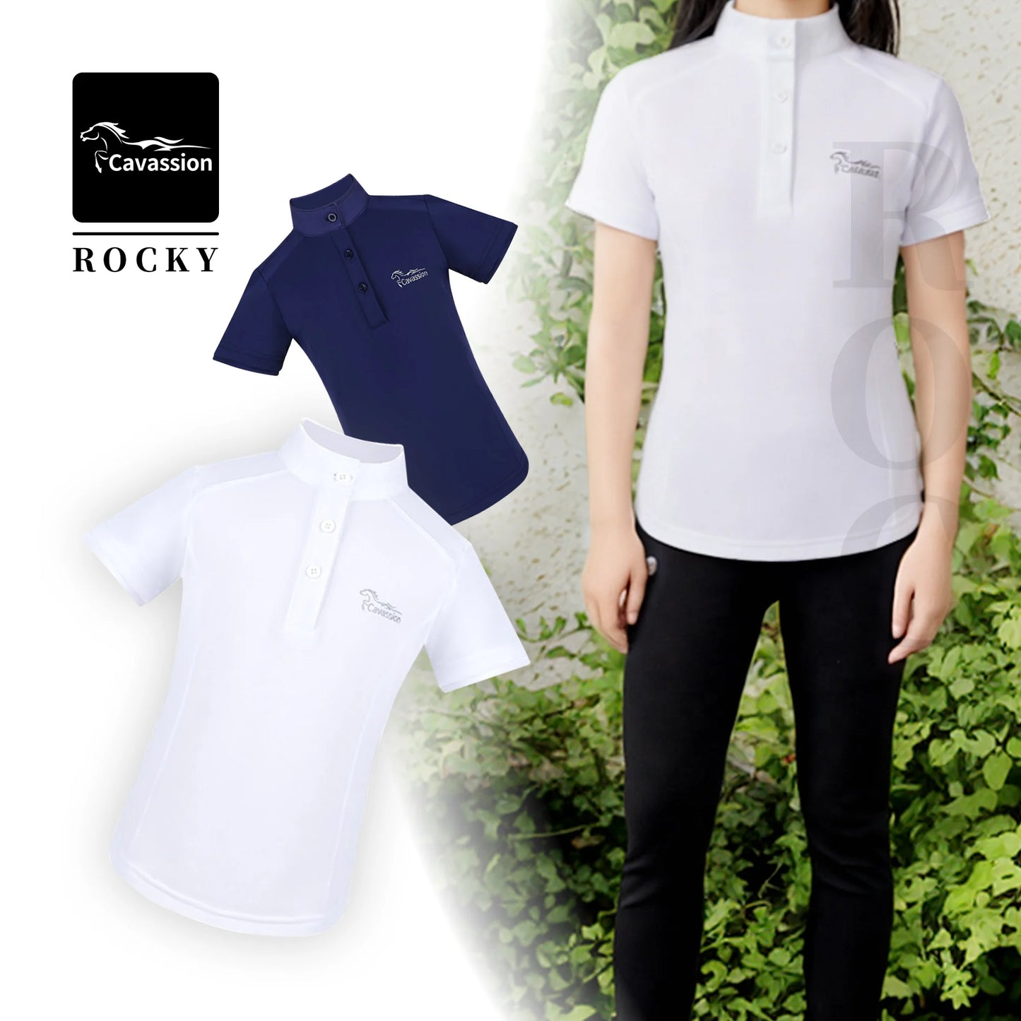 Kids horse riding T shirt white color competition equestrian children short sleeve coat girl rider equestrian equipment