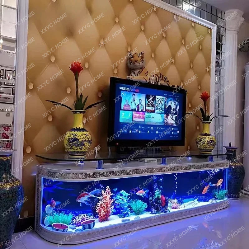 European Fish Tank Aquarium TV Cabinet Ecological Change Water Floor Type