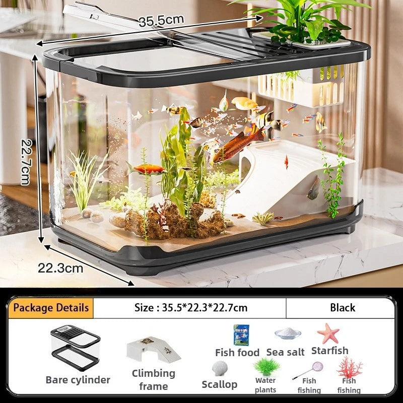 Aquarium Tank Plastic Turtle Terrariums Small Transparent Fish Incubator Box Desktop Fish Tanks Landscaping Display Boxes