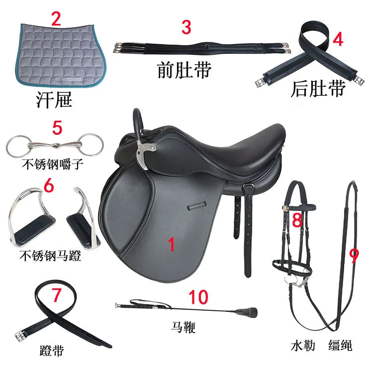 Armrest Full Set Comprehensive Novice Saddle Microfiber Wear-Resistant Horse Harness Equestrian Saddle English Saddle