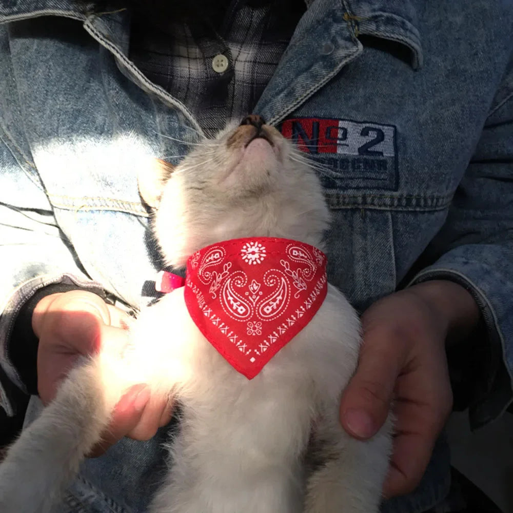 Cute Printed Bandana Cat Collar Puppy Dog Cat Scarf Collar Adjustable Triangular Pet Bandana Collar for Kittens Small Animals