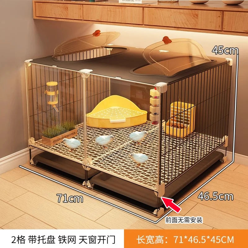 Large Quail Cage with 2-Tier Wire Floor & Droppings Tray, Ventilated Chicken Coop Foldable Breeding Box Educational Kids Project