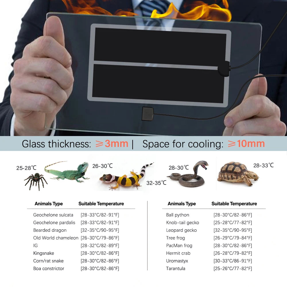 5W-45W Garden Plants Reptile Heating Mats with Adjustable Temperature Control Thermal Sensor Probe Can Set 0-50°C Pet Heater Pad