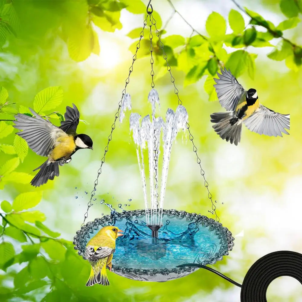 Bird Bath For Outside Hummingbird Hangable Food Feeder USB Charging Hangable Bird Feeder And Bath With Fountain Pump