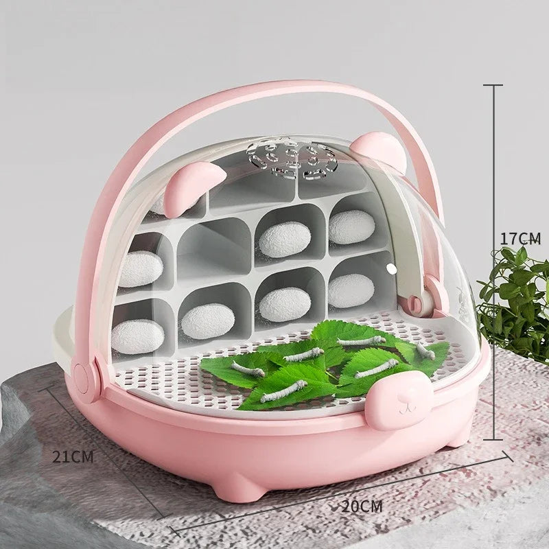 Solid Color Silkworm Raising Set Silkworm Canteen Space Capsule Insect Breeding Box Special Breeding Barn Silkworm Breeding Box