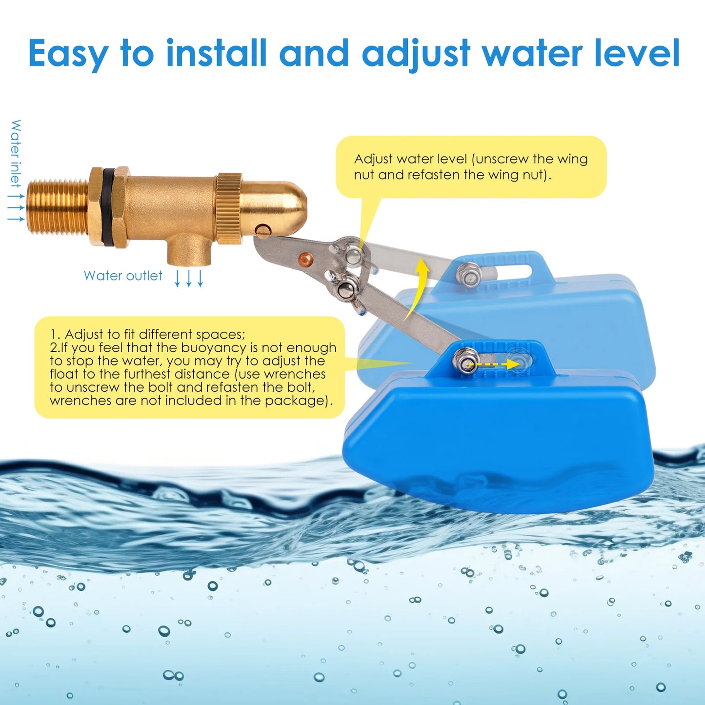 1/2" 3/4" Brass Float Valve Cold and Hot Water Tank Floating Ball Valve Flow Control Cistern/Expansion Tanks DN15 DN20