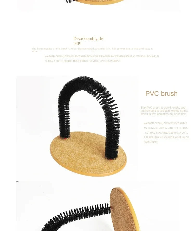 Cat Toy Arch Self Groomer Pamper Feline with A Massage Grooming Rubbing Brush with Scratching Pad Toy for Cats Interactive Toys