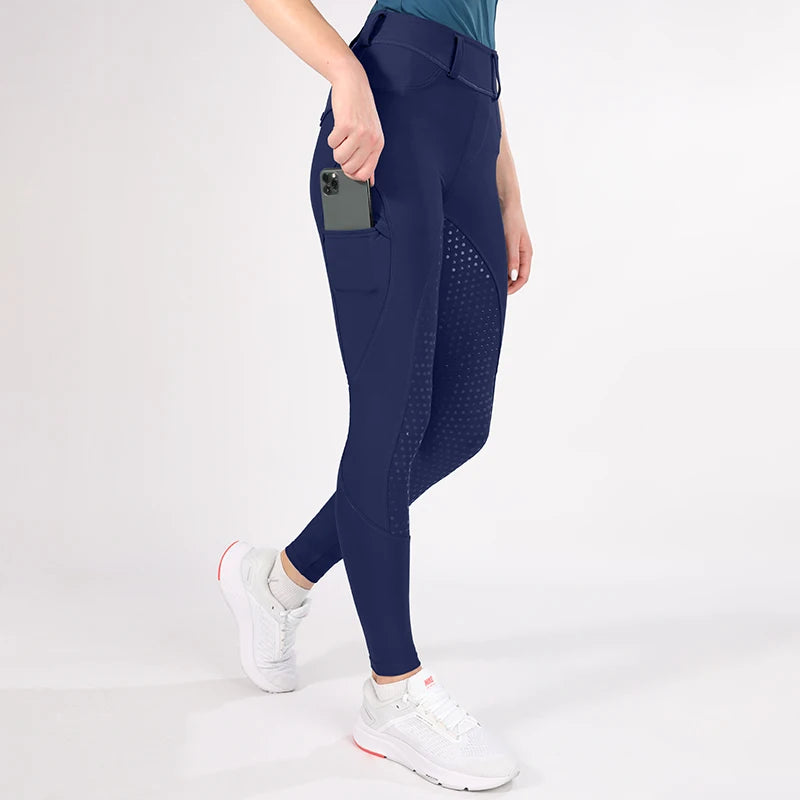 MXLLINA White Horse Riding Pants Women Equestrian Breeches Full Seat Silicone Competition Leggings Anti-pilling Sports Tights