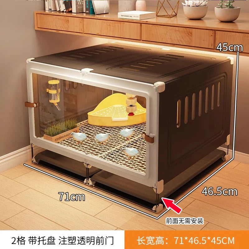 Large Quail Cage with 2-Tier Wire Floor & Droppings Tray, Ventilated Chicken Coop Foldable Breeding Box Educational Kids Project