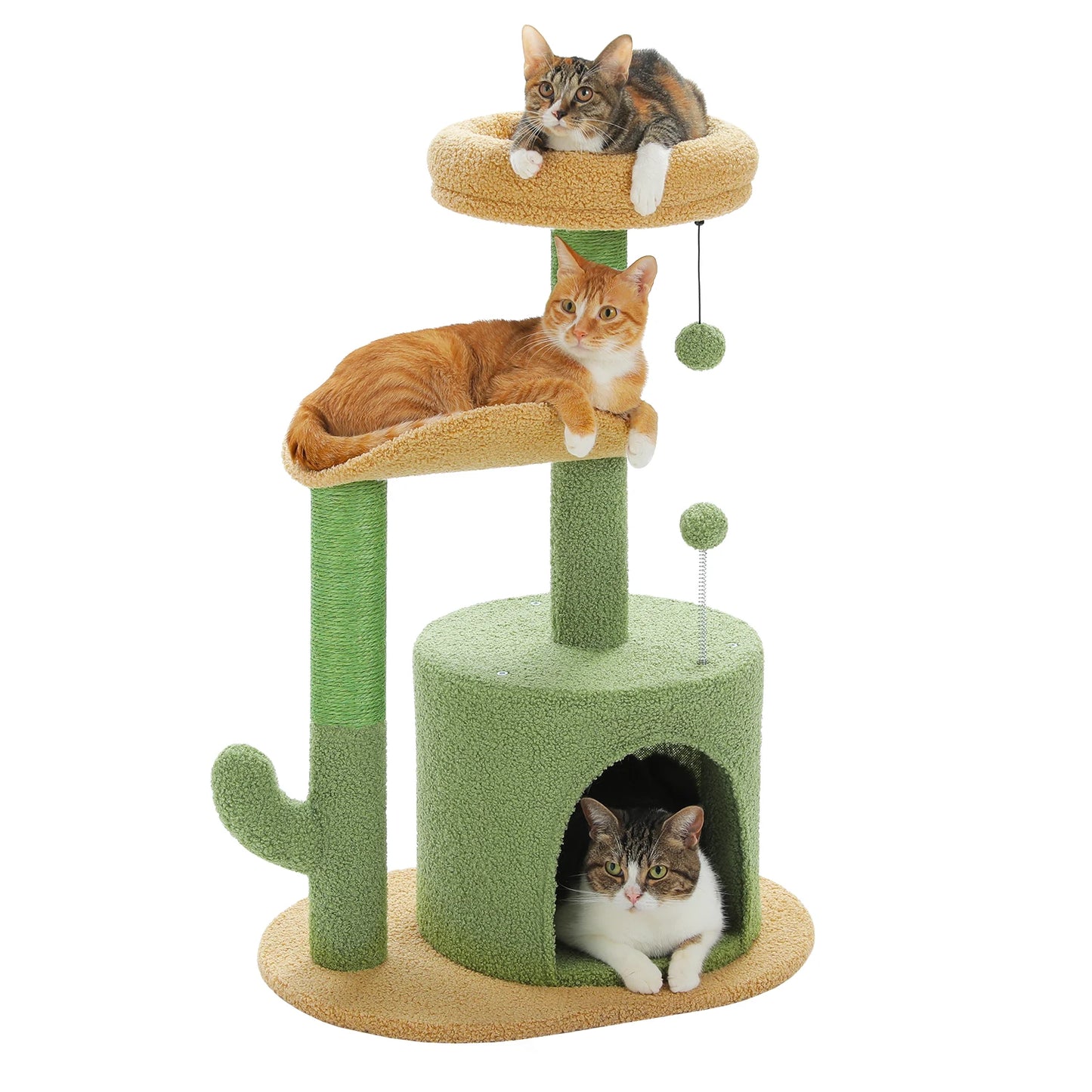 Flower Cat Tree with Natural Sisal Scratching Post, Cozy Cat Condo, Top Perch, Small Cat Tower for Small Indoor Cats