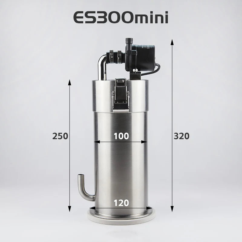 304 Stainless Steel Filter Barrel with Water Pump for Plant Aquarium Fish Tank