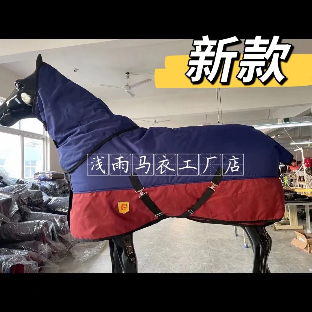 Winter New Cold And Waterproof Horse Thickened Horse Suit With Scarf, Small Foal Horse Rug
