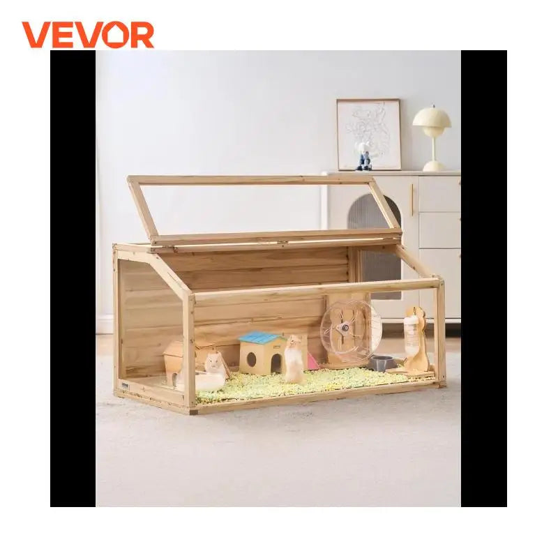 VEVOR Wooden Hamster Cage 270° Viewing Hamster Habitat Hamster Cages with Openable Top Ventilated Animal Cage for Gerbils Mice