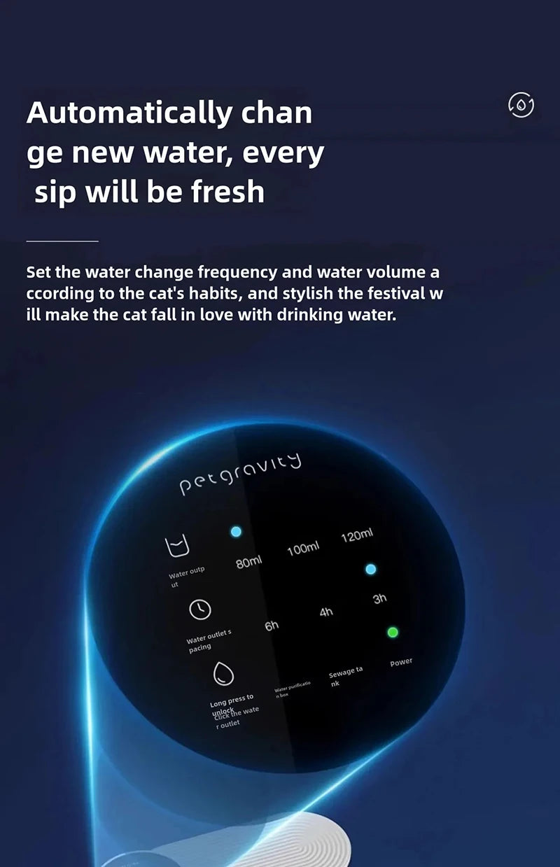Smart Dump Cat Water Dispenser Running Water Rechargeable Automatic Water Dispenser For Pet Dogs and Cats Non-Recycling No filter needed
