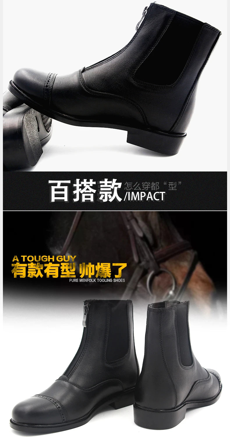 Aoud Horse Riding Boots Equestrian Boots Full Leather High Quality Zipper Shoes Men Women