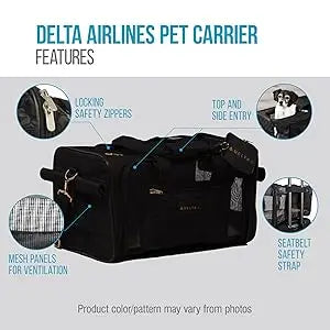 Airline Approved Medium Pet Carrier, Black Sherpa Travel Bag for Dogs & Cats On Board