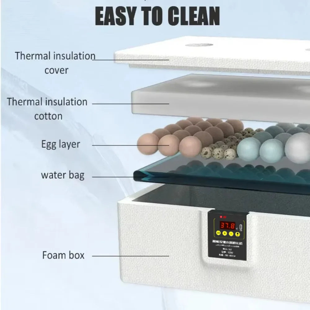 24-hour Thermostatic Small Poultry Egg Incubator Temperature Control Intelligent Biomimetic Waterbed Full Automatic Quiet