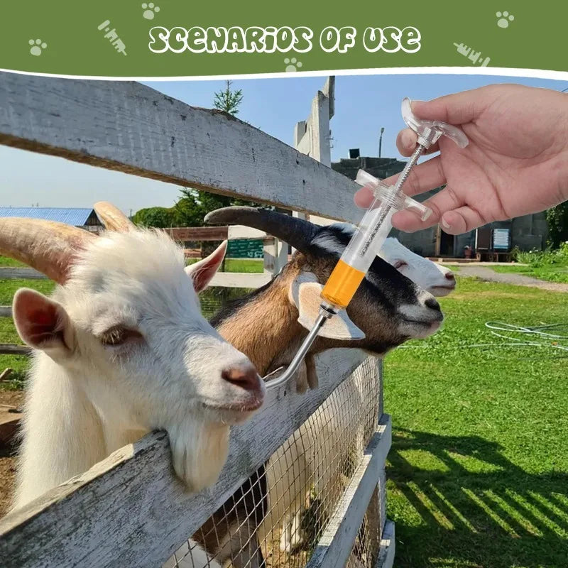 Zalaxt 2 Pcs Reusable Goats Syringe for Goat 2 Drench Nozzle Adjustable Dosage Drench Gun Syringe for Sheep (Clear 20ML)