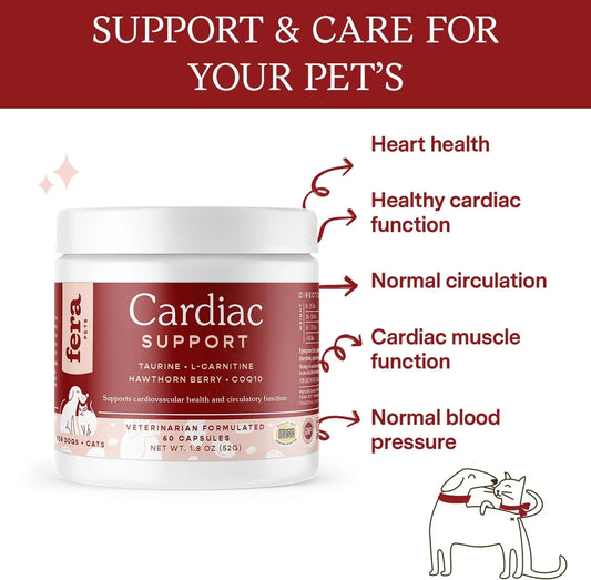 60 capsules-  Supplement for Dogs & Cats  – Vet Created -Cardiovascular Function & Strength-Taurine, CoQ10,