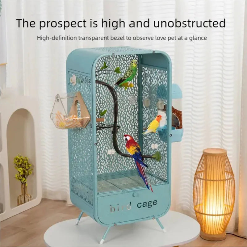 New bird cage parrot bird cage panoramic acrylic cage splash proof viewing flying cloud villa home birdcage display cage
