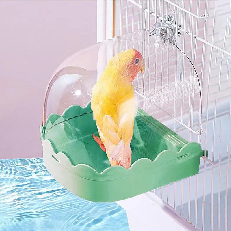 Bird Bath For Cage Spacious Parakeets Shower Bathtub Multifunction Cleaning Pet Supplies Bird Cage Accessories Clear Bathtub