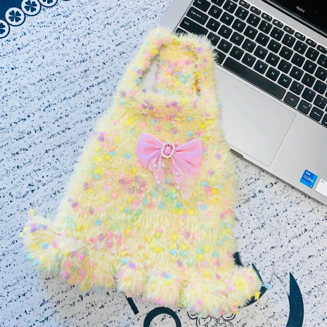 Super Cute Fluffy And Warm Pet Beanie Knitted Sweater For Winter Knitted Dress For Dogs And Cats.