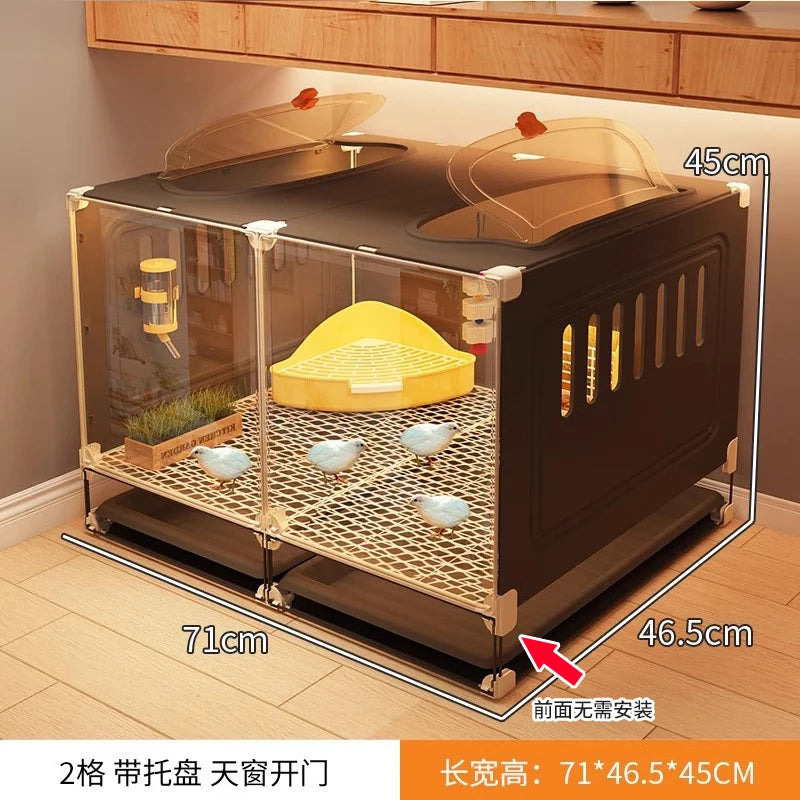 Large Quail Cage with 2-Tier Wire Floor & Droppings Tray, Ventilated Chicken Coop Foldable Breeding Box Educational Kids Project