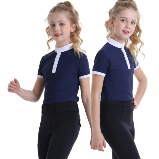 Summer Children's Short sleeved Equestrian T-shirt Children's Equestrian Clothing Summer Short sleeved shirt Quick drying High elastic