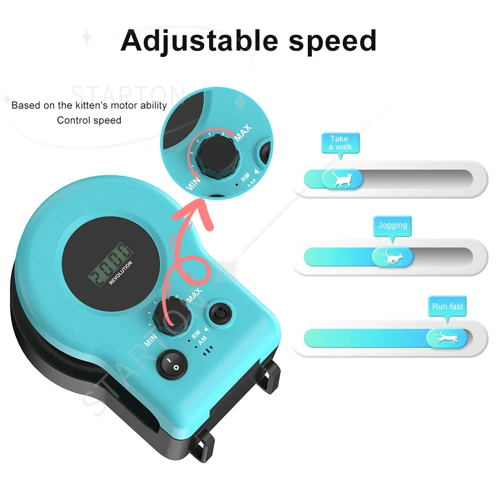 Cat Running Wheel Interactive Cat Toy, Cat Wheel Exerciser Cat Running Treadmill for Indoor Adjustable Speed Simulated Interactive
