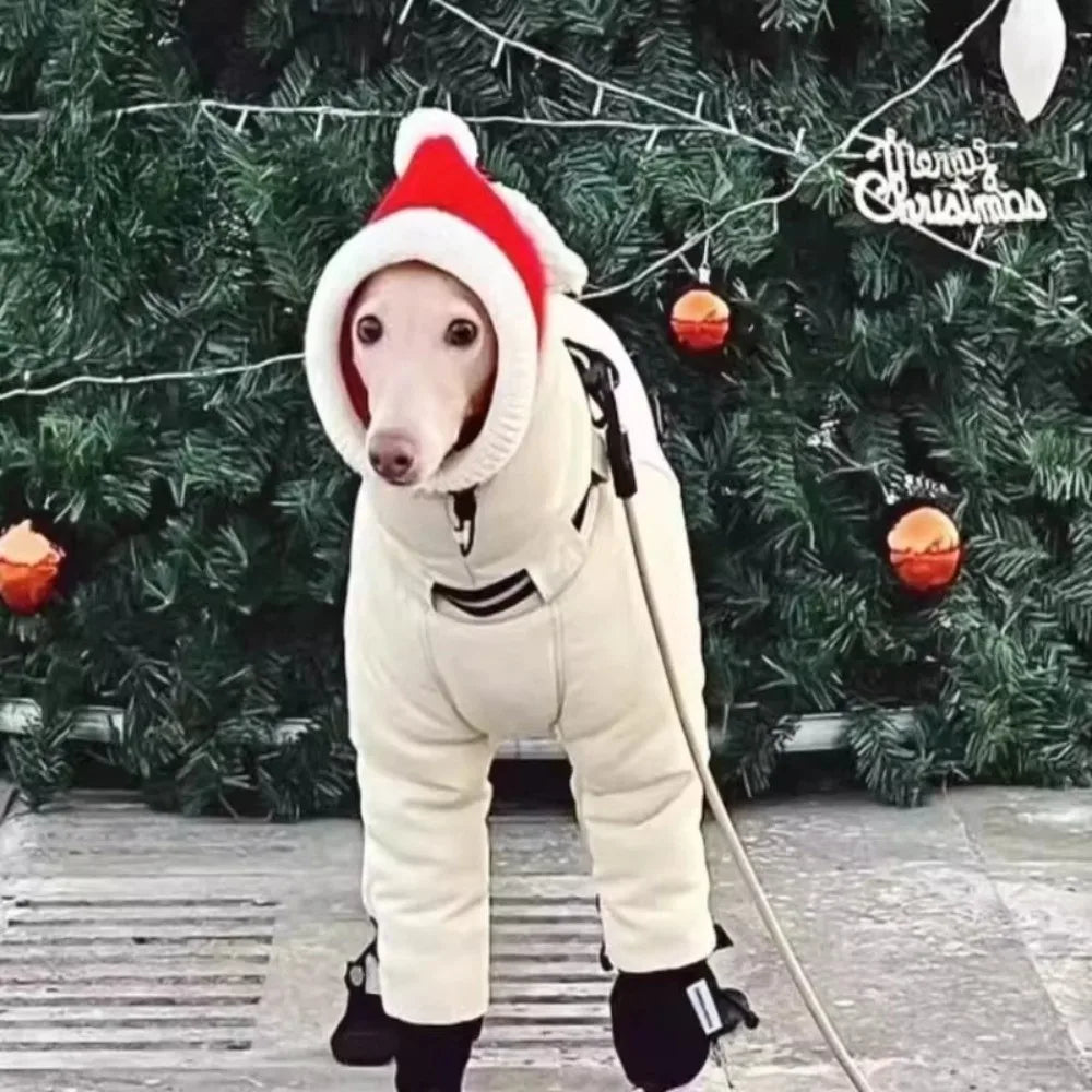 New Waterproof Winter Dog Jumpsuit Thickened Fleece Warm Big Dog Clothes Full Cover Big Dog Cotton-padded jacket Large Dog