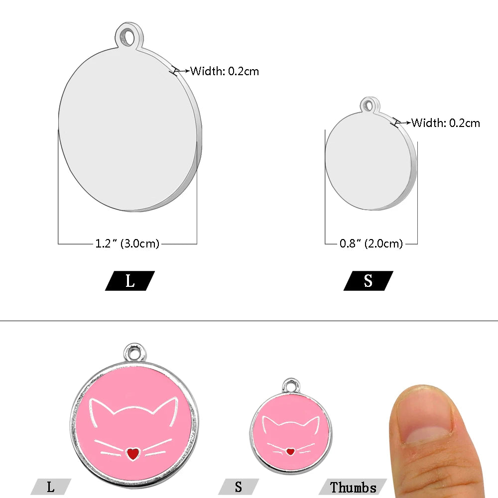 Cute Cat Tag Small Dog ID Tags Free Engraved Name Cats Kitten Name Tag Anti-lost Pet Collar Pendant Fish Shape & Cat Face Tags