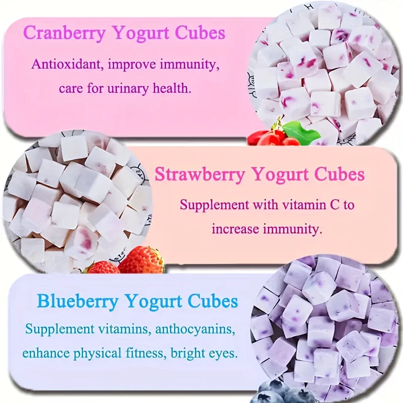 2-Pack(2 x 100g/3.53oz) Fruit Yogurt Cubes Dog Treats For Dogs Or Cats, Made With Yogurt And Fruit, Healthy