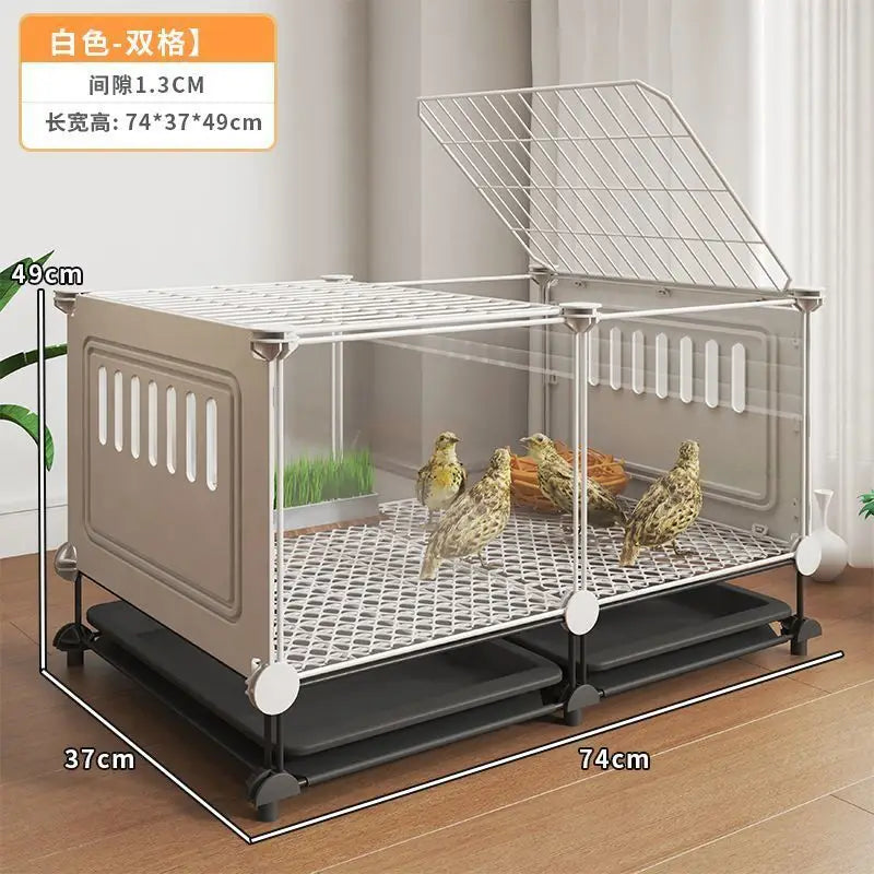 Premium Quail Cage with Pulley Droppings Tray - Indoor Large Chicken Coop Protecting Chicks Feet Mesh Predator Proof Secure Run