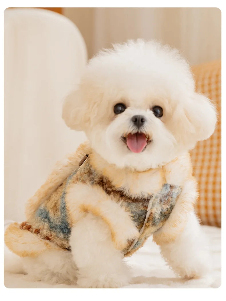 Winter Autumn Warm Clothes Dog Velvet Vest For Small Medium Puppy Bichon Teddy Thicken Pet Warm Clothes New Year Dog Clothing and Cat Clothing