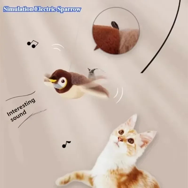 Hot Cat Interactive Toys Catnip Electric Bird (with Catnip) Dog Cats Touch-Activated Squeaky Plush Toy Pet USB Rechargeable