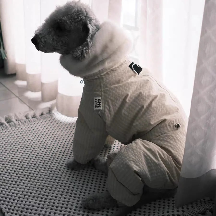 Thick Plaid Down Coat for Dogs in Winter Waterproof Windproof Grey Warm 4-leg Mink Fur Collar Puffer Jacket for Italy Greyhound