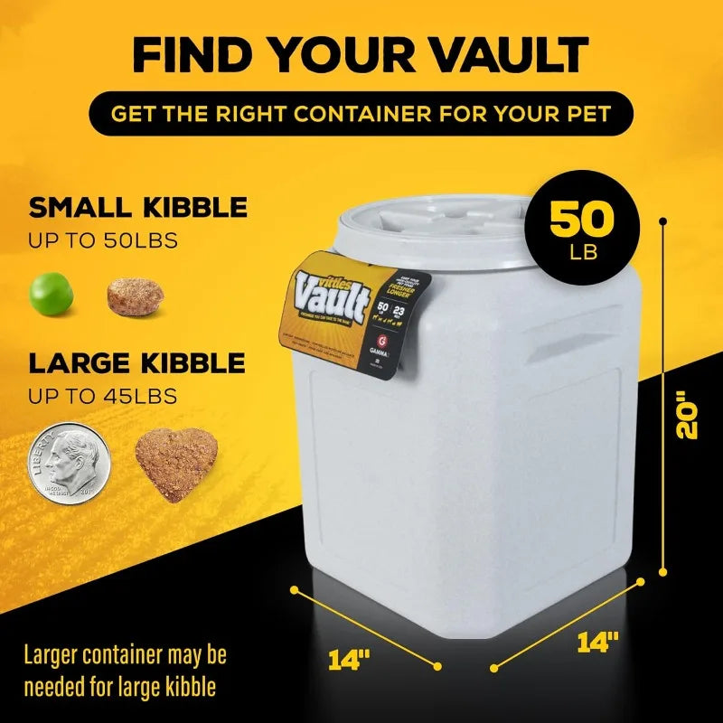 Vault Pet Food Storage Containers - Sealed Dog and Cat Food Storage Container, Fits up to 50lbs, Made in the USA