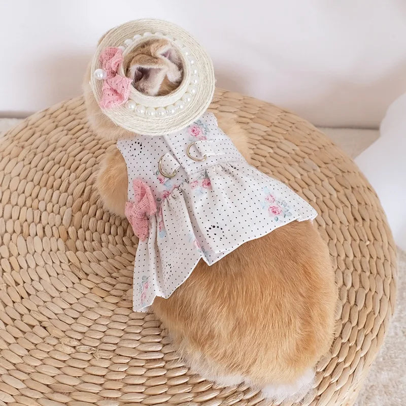 Fashion Rabbit Guinea Pigs Clothes Romantic Rose Princess Dress Set for Little Animals Bunny Chinchillas Suit Rabbit Supplies