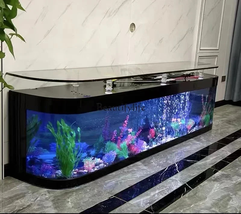 European Fish Tank Aquarium TV Cabinet Ecological Change Water Floor Type