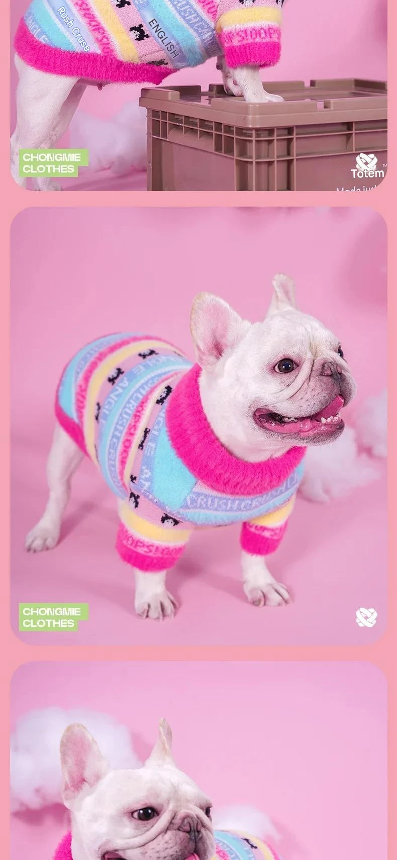Fall/Winter New Bulldog Clothes Bull Terrier Pug Sweater  dog winter clothes